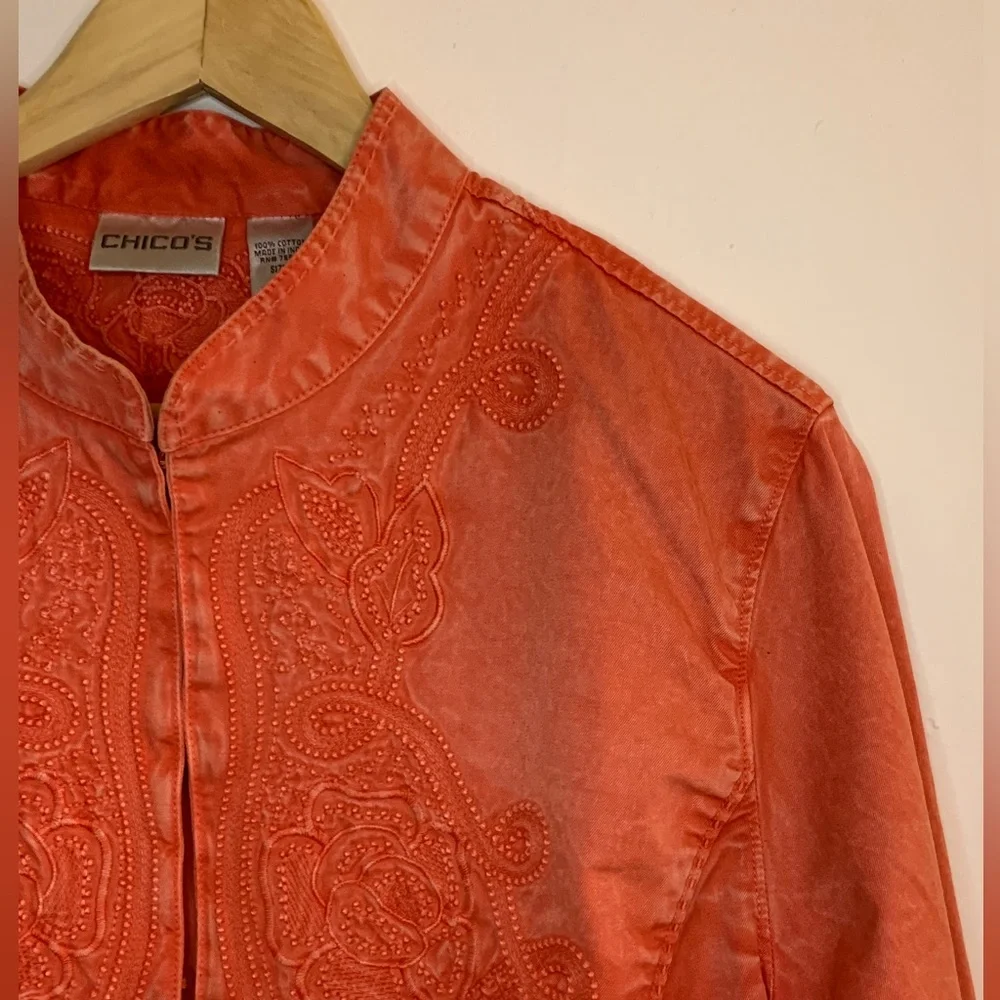 Chico’s Embellished cotton Jacket - Picture 2 of 8
